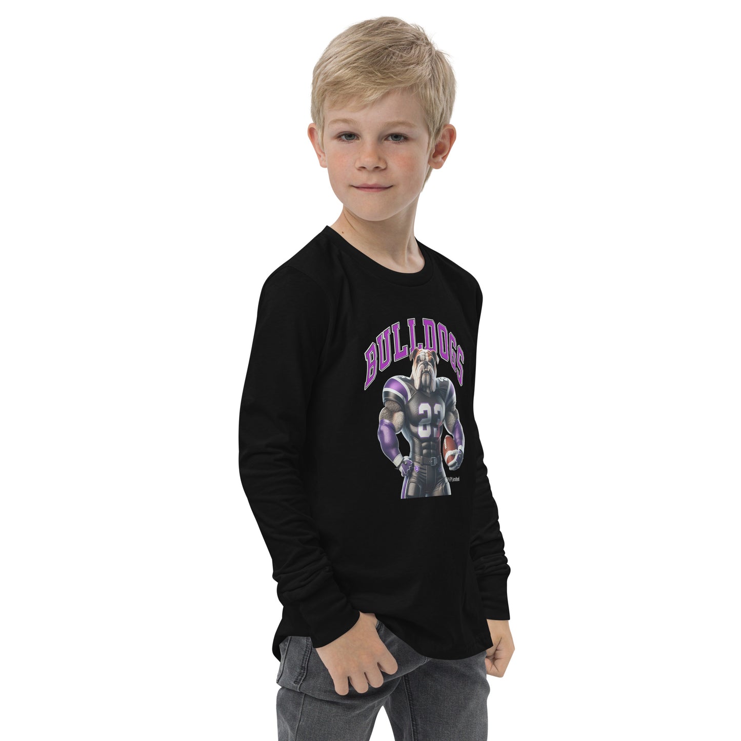 Bulldog Football Youth long sleeve tee